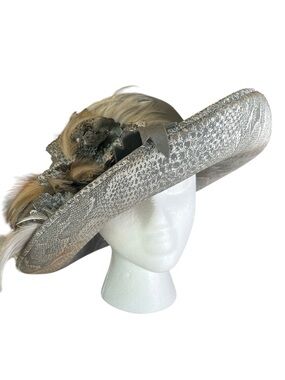 Betmar Gray Wool Hat With Beautiful Feathers